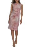 Donna Karan Sequined Cowl Back Dress In Apricot Mu