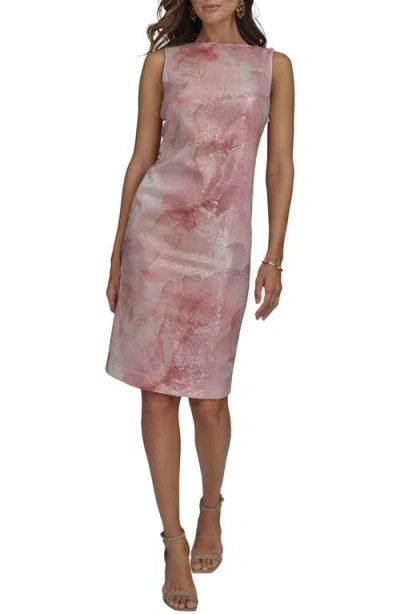 DONNA KARAN DONNA KARAN NEW YORK SEQUIN FLORAL SHEATH DRESS