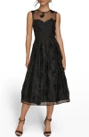 Donna Karan New York Sequin Mesh Sleeveless Midi Dress In Black