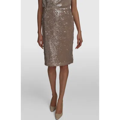 Donna Karan New York Sequin Pencil Skirt In Hazelnut