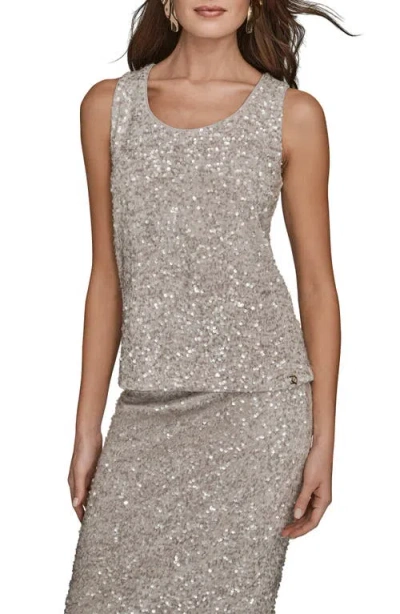 Donna Karan New York Sequin Scoop Neck Tank In Gray