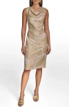 Donna Karan New York Sequin Sleeveless Mesh Sheath Dress In Gold