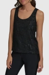 Donna Karan New York Sequin Tank In Black