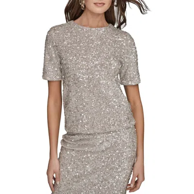 Donna Karan New York Sequin Top In Gray