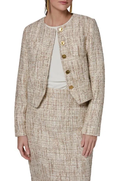 Donna Karan New York Sequin Tweed Blazer In Brown