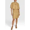 Donna Karan New York Sequin Tweed Cape & Sheath Dress Set In Gold