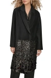 Donna Karan New York Sequin Wool Blend Longline Coat In Black
