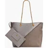 Donna Karan New York Setauket Solid+suede Tote In Gray
