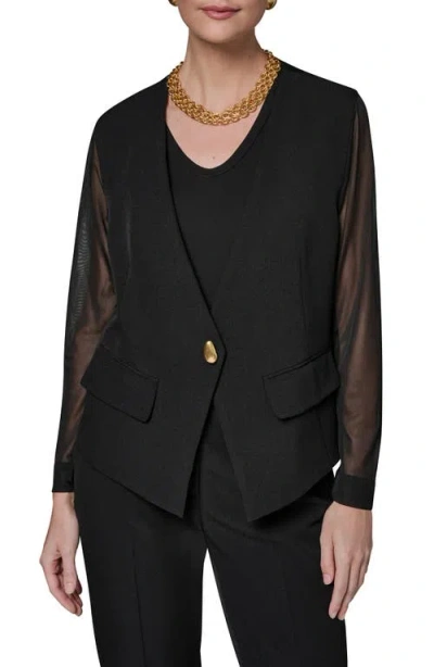 Donna Karan New York Sheer Contrast Jacket In Black