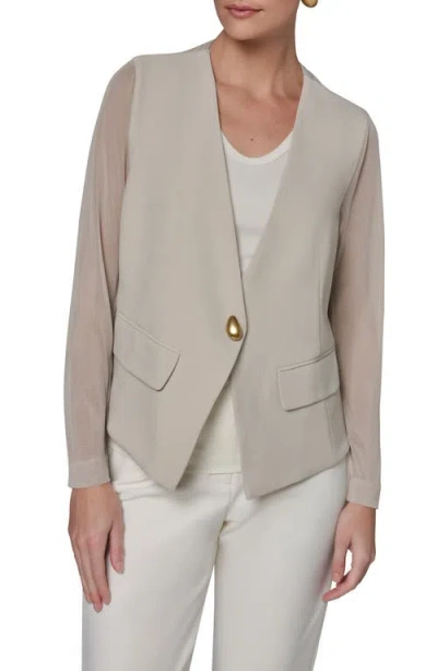 Donna Karan New York Sheer Contrast Jacket In Gray