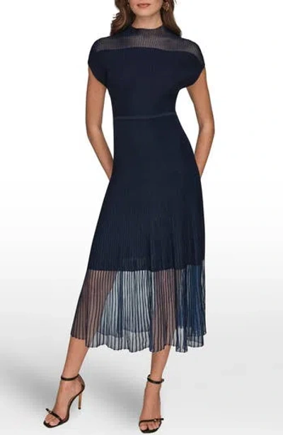Donna Karan New York Sheer Rib Dress In Blue