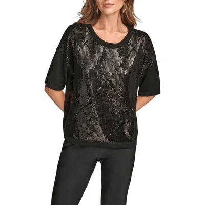 DONNA KARAN DONNA KARAN NEW YORK SHORT SLEEVE SEQUIN SWEATER