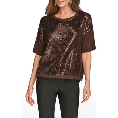 DONNA KARAN DONNA KARAN NEW YORK SHORT SLEEVE SEQUIN SWEATER