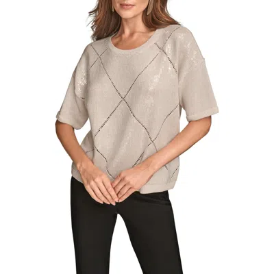 DONNA KARAN DONNA KARAN NEW YORK SHORT SLEEVE SEQUIN SWEATER