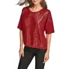 Donna Karan New York Short Sleeve Sequin Sweater In Animal Print