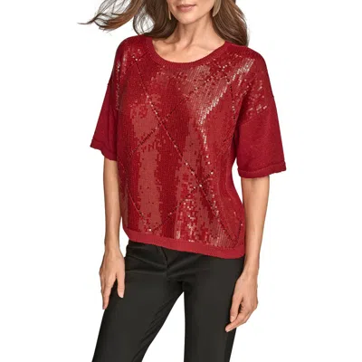 DONNA KARAN DONNA KARAN NEW YORK SHORT SLEEVE SEQUIN SWEATER