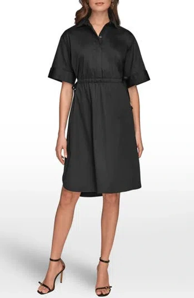 Donna Karan New York Short Sleeve Shirtdress In Black