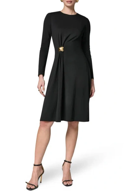 Donna Karan New York Side Drape Long Sleeve Dress In Black