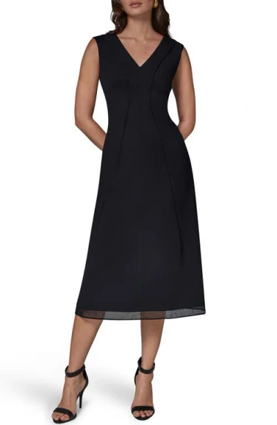 Donna Karan New York Sleeveless A-line Cocktail Dress In Black