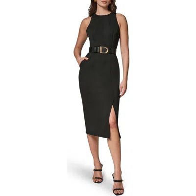 Donna Karan New York Sleeveless Belted Sheath Dress In Black