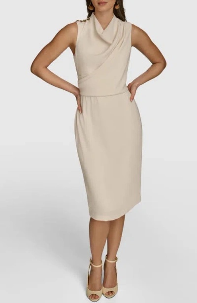 Donna Karan New York Sleeveless Cowl Neck Faux Wrap Dress In Pristine