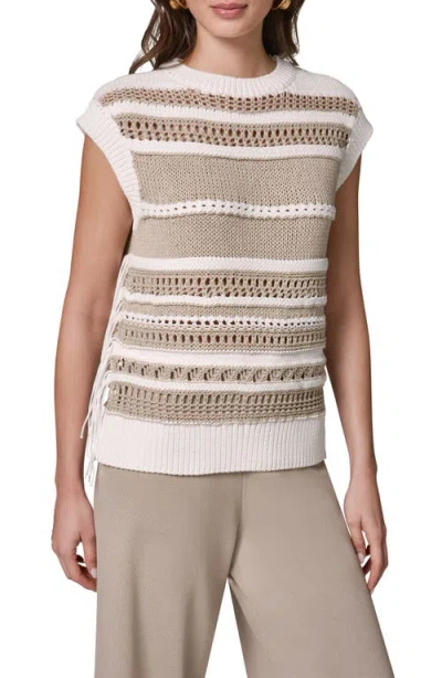 Donna Karan New York Crewneck Sleeveless Fringed Sweater In Brown