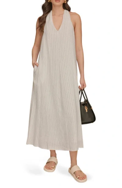 Donna Karan New York Sleeveless Linen Blend Midi Dress In White