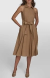Donna Karan New York Sleeveless Linen Blend Shirtdress In Fawn