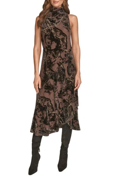 Donna Karan New York Sleeveless Metallic Burnout Midi Dress In Purple