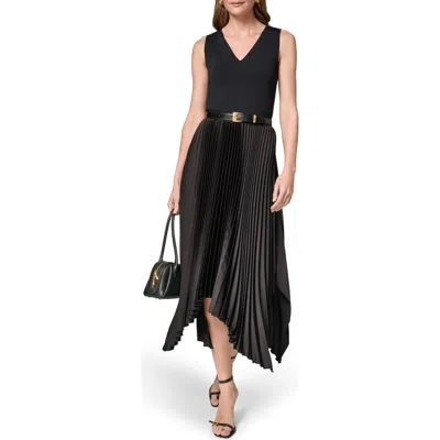 Donna Karan New York Sleeveless Pleated Dress In Black