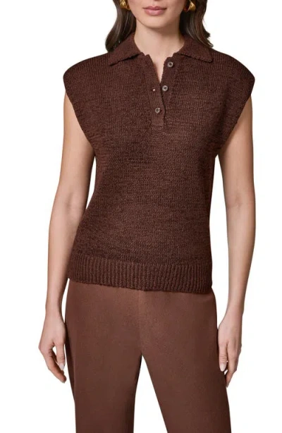 Donna Karan New York Sleeveless Polo Sweater In Brown