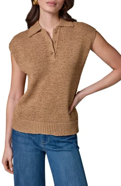 Donna Karan New York Sleeveless Polo Sweater In Brown