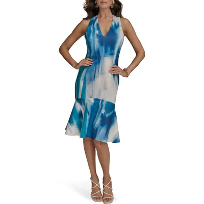 Donna Karan New York Sleeveless Ruffle Hem Dress In Ink Multi