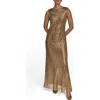 Donna Karan New York Sleeveless Sequin Gown In Brown