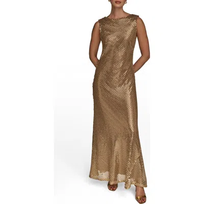 Donna Karan New York Sleeveless Sequin Gown In Brown