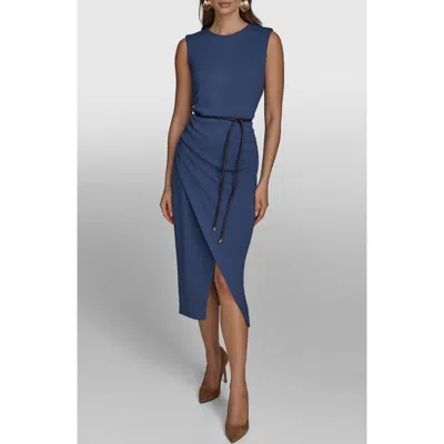 Donna Karan New York Sleeveless Sheath Midi Dress In Dark Denim