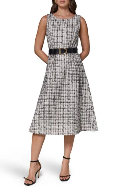 Donna Karan New York Sleeveless Tweed Midi Dress In Gray