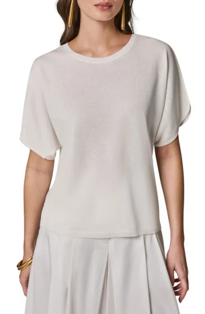 Donna Karan New York Slit Short Sleeve Sweater In White