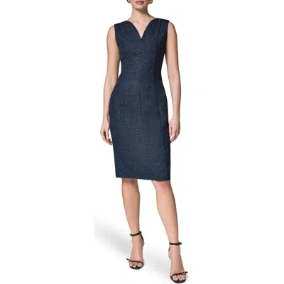 Donna Karan New York Slub Tweed Sheath Dress In Blue