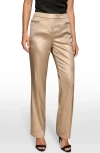 Donna Karan New York Straight Leg Satin Pants In Brown