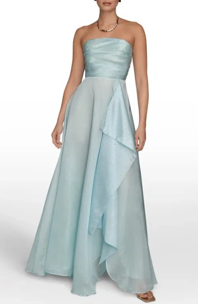 Donna Karan New York Strapless Ruched Bodice Gown In Blue