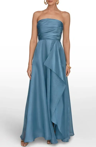 Donna Karan New York Strapless Ruffle Gown In Blue