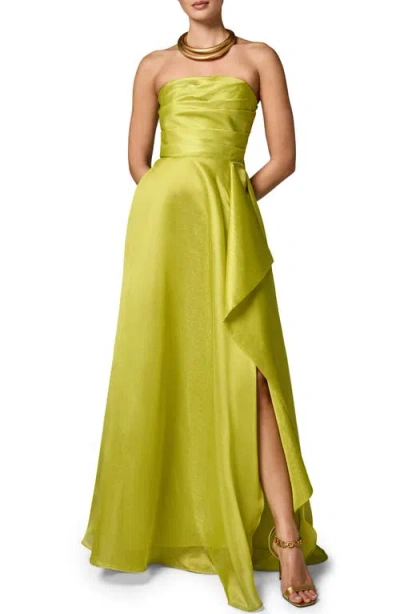 Donna Karan New York Strapless Ruffle Gown In Green