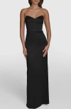 Donna Karan New York Strapless Satin Gown In Black