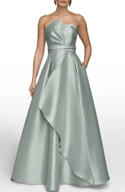 Donna Karan New York Strapless Satin Gown In Green