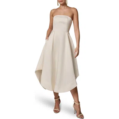 Donna Karan New York Strapless Satin Gown In Neutral