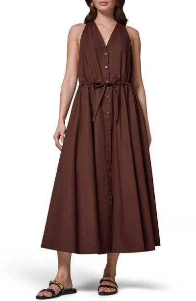 Donna Karan New York Stretch Poplin Maxi Dress In Brown