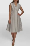 Donna Karan Women's Striped V-neck Dress In Multi