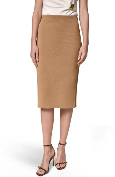 Donna Karan New York Sweater Midi Pencil Skirt In Brown