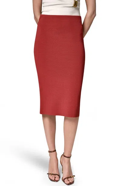 Donna Karan New York Sweater Midi Pencil Skirt In Red